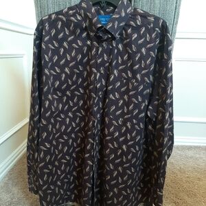 Towncraft Men's Leaf Print Shirt - Black and Brown
